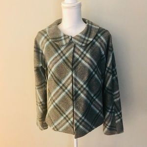 Pendleton Petite Wool Cape 16 Gray Blue Plaid